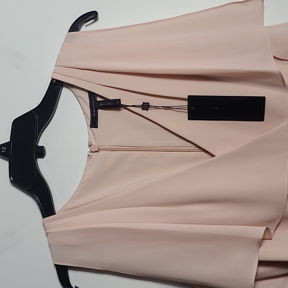 BCBGMAXAZRIA NWT Slit Sleeve Overlay Gown in Bare Pink Size 10 - Picture 5 of 16
